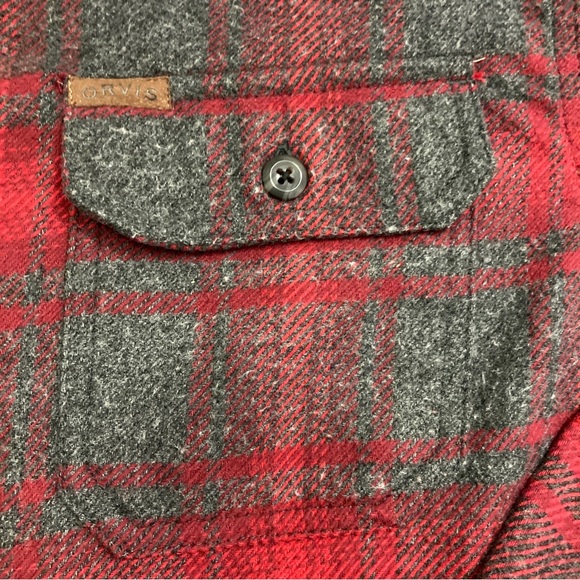 Orvis Heavy Thick Flannel Button-Up Shirt Plaid Long Sleeve Pockets Mens Medium - Picture 3 of 12